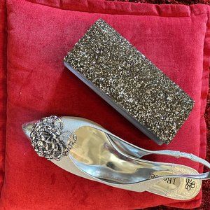 Grey rhinestone studded evening clutch